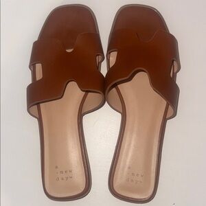 A New Day Women's Brown Slide Sandals